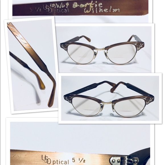 Sold Vintage Cat Eye Glasses w/ Bifocals Lens Bron - Picture 5 of 8